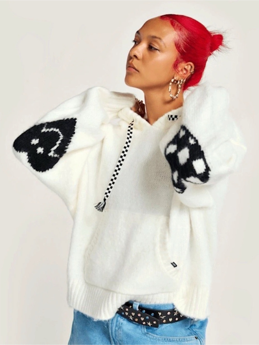Vans Fuzzy Kawaii Sweater Hoodie White & Black